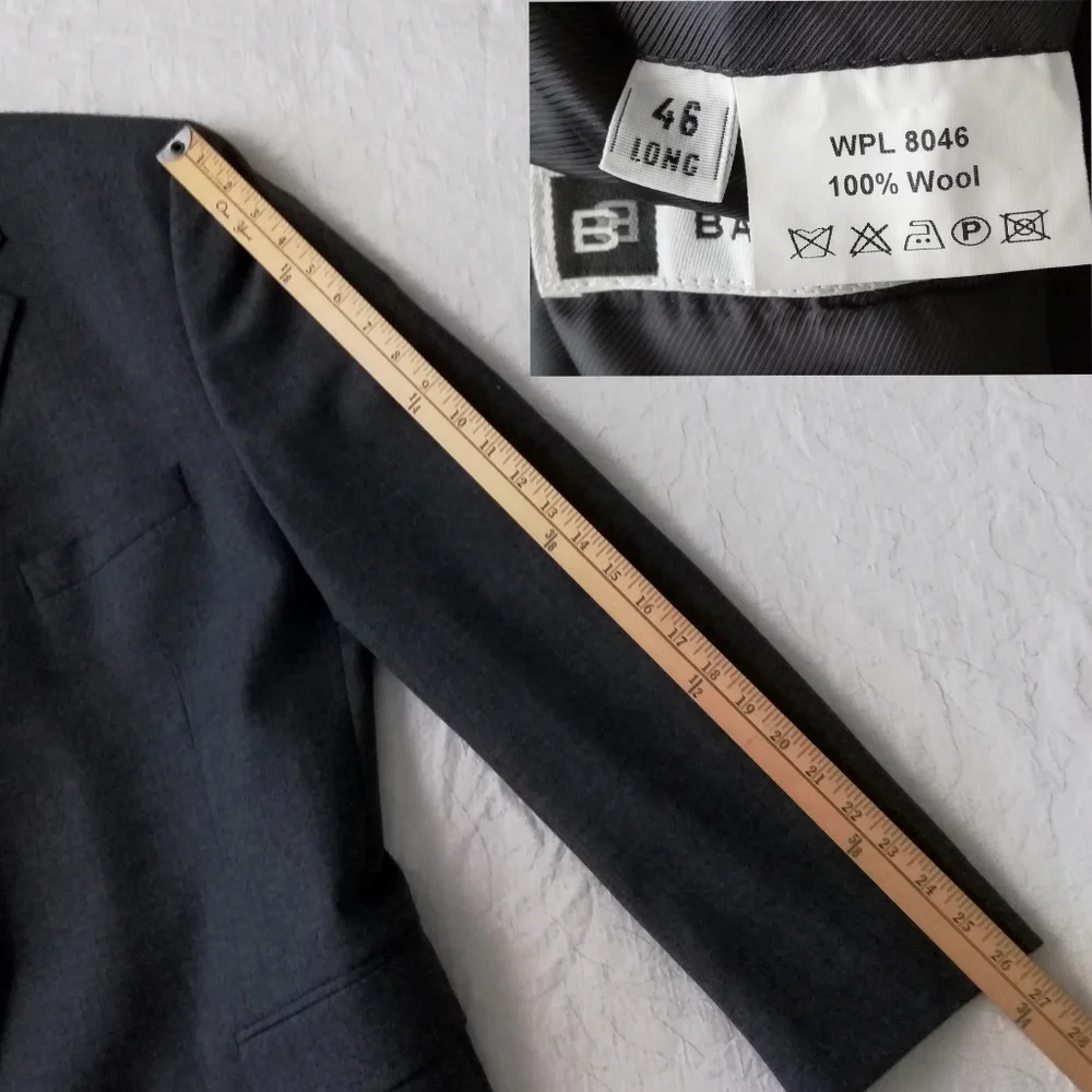 Bachrach Charcoal Gray Wool Sport Coat Size 46 Long